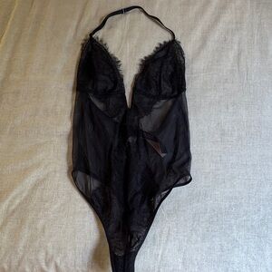 Victoria's Secret Black Sheer Lace Chemise